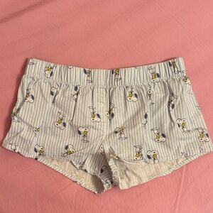 Peanuts Blue and White Striped Shorts